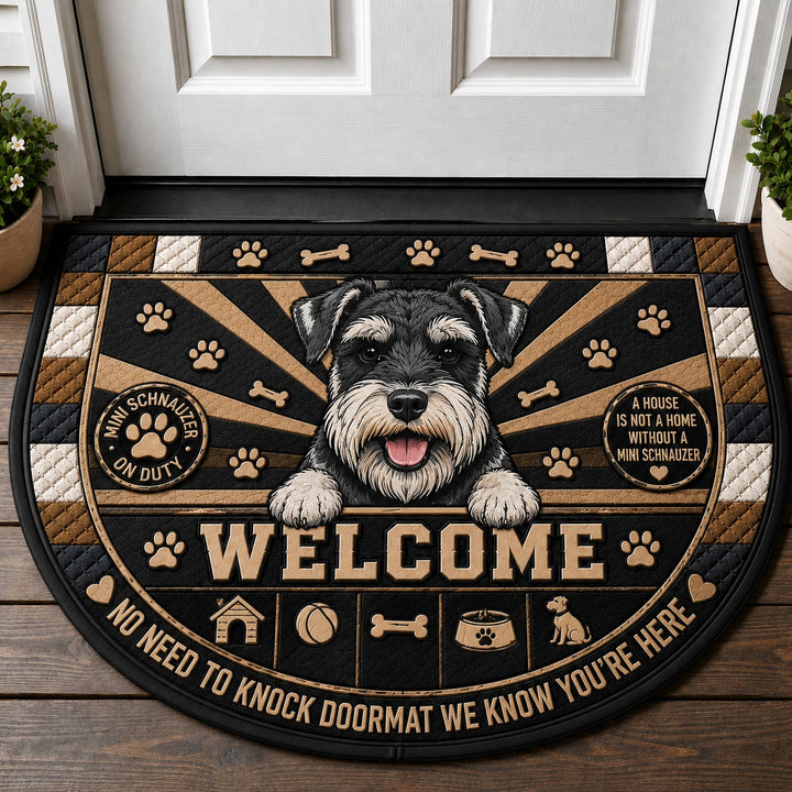 Mini Schnauzer Dog Breed Lover Quilted Print Premium Welcome Mat – Personalized Doormat