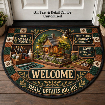 Miniature Diorama Building Personalized Half Round Mat | 5To9Vibe