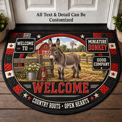 Miniature Donkey Personalized Half Round Mat | 5To9Vibe