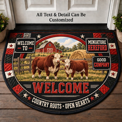Miniature Hereford Personalized Half Round Mat | 5To9Vibe