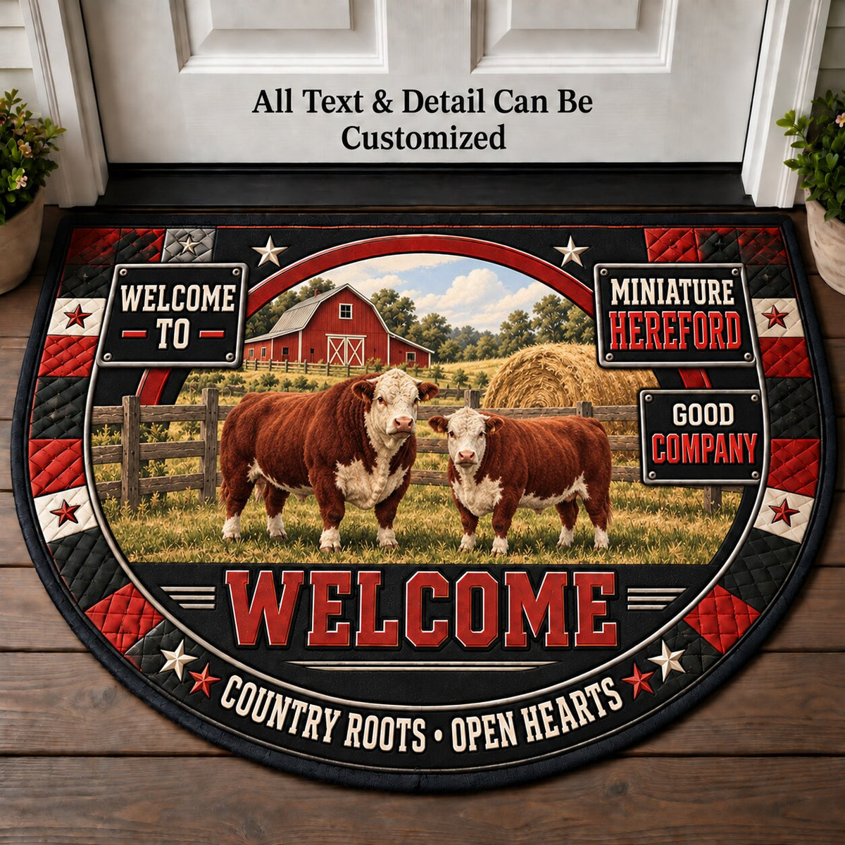 Miniature Hereford Personalized Half Round Mat | 5To9Vibe