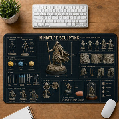 Miniature Sculpting Creative Reference Guide Desk Mat | 5To9Vibe