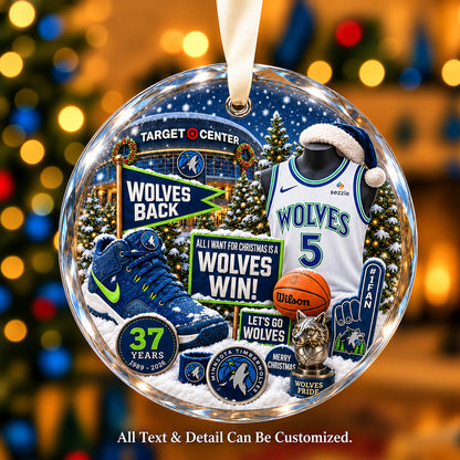 Minnesota Timberwolves Snow Globe Glass Ornament