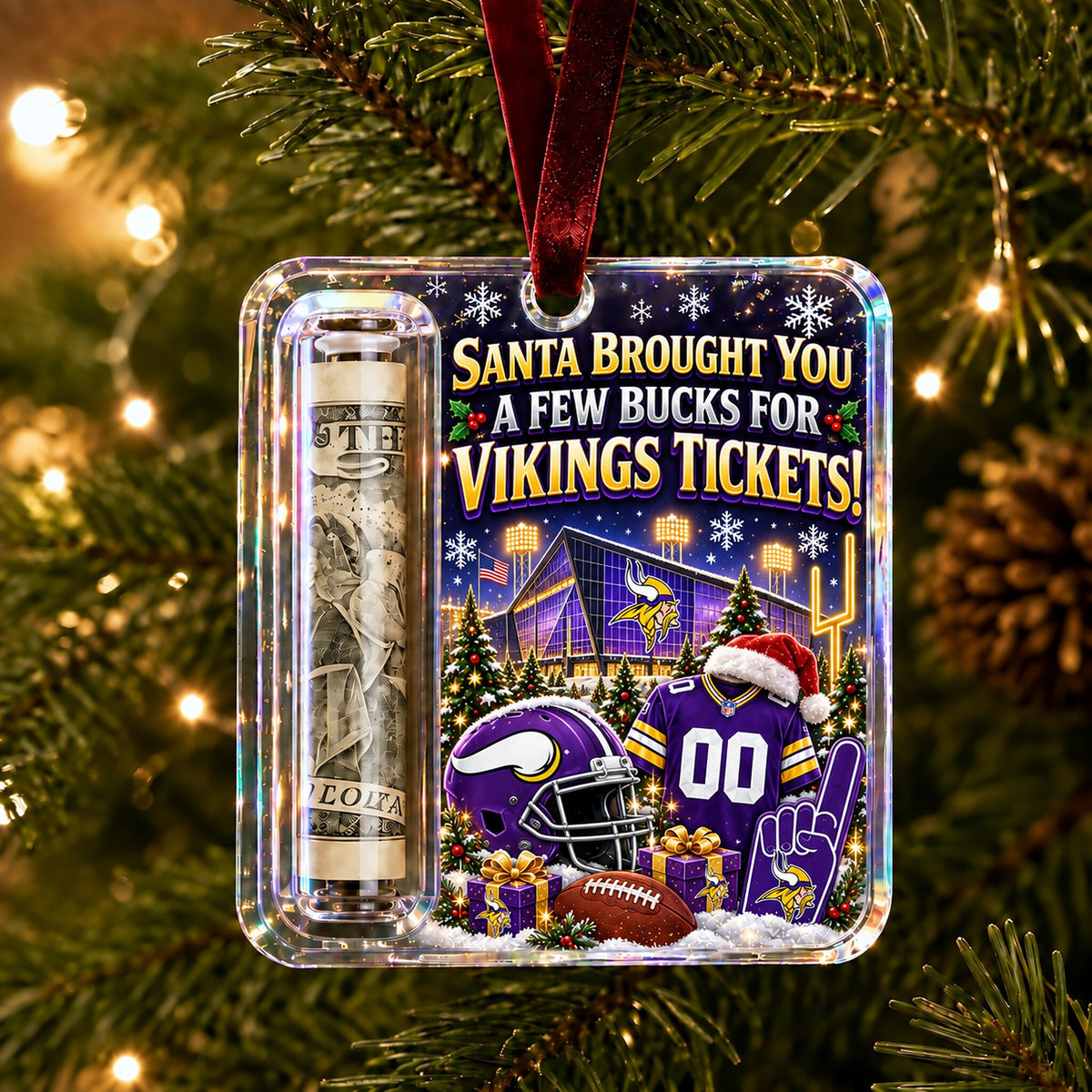 All Football Teams Christmas Money Holder Glass Ornament - 5to9vibe