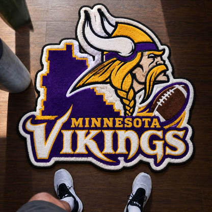 All Football Teams Logo Trophy City Map Football Fan Custom Shape Rug Print Premium Welcome Mat Washable Black Border Personalized Football Custom Shape Rug