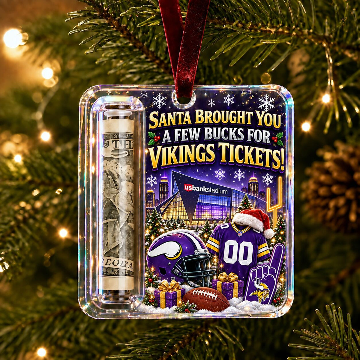 All Football Teams Football Stadium Christmas Money Holder Glass Ornament - 5to9vibe
