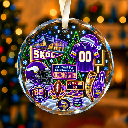 All Football Teams Christmas Neon Stadium Snow Glass Ornament With Gift Box - 5to9vibe