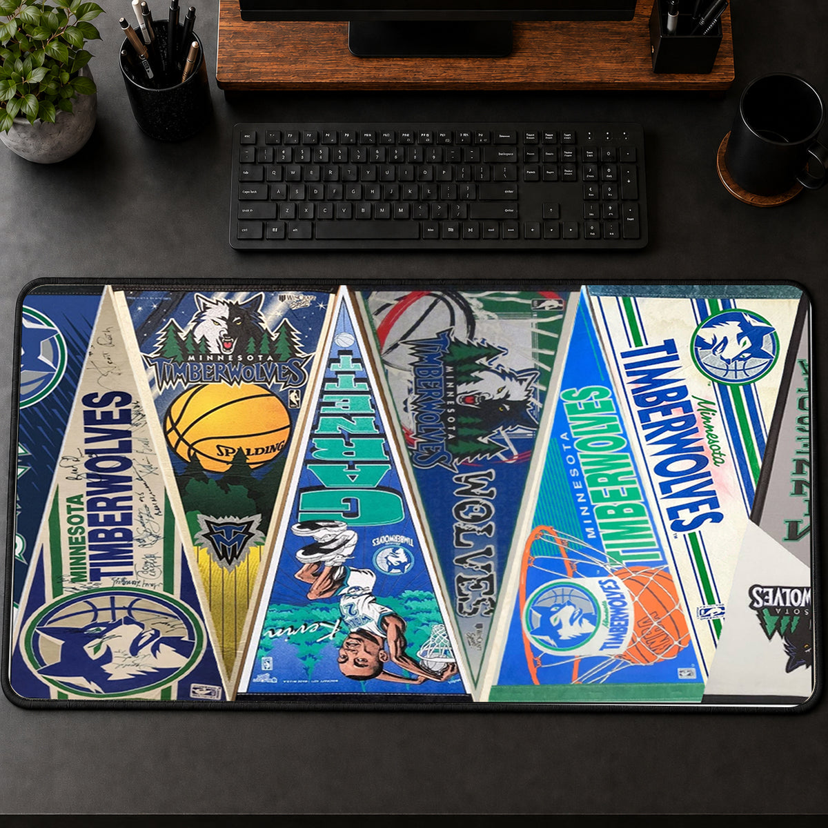 All Basketball Teams Vintage Pennant Anniversary For Fans Desk Mat Mouse Pad Trending - 5to9vibe