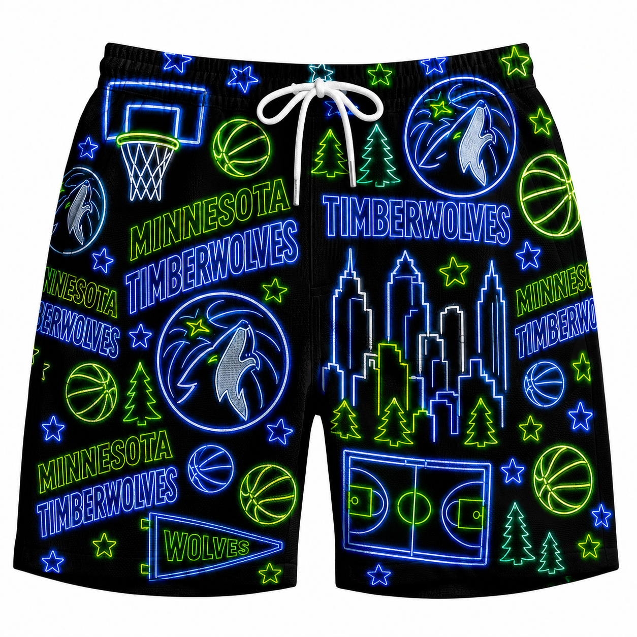 All Basketball Teams Neon Pattern Vibe Summer Party Button-Up Unisex Hawaiian Shirt For Men and Women