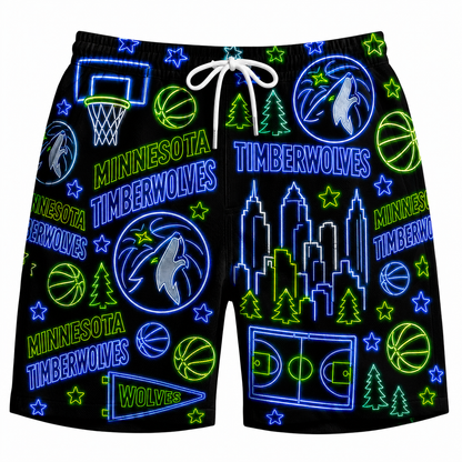 All Basketball Teams Neon Pattern Vibe Summer Party Button-Up Unisex Hawaiian Shirt For Men and Women