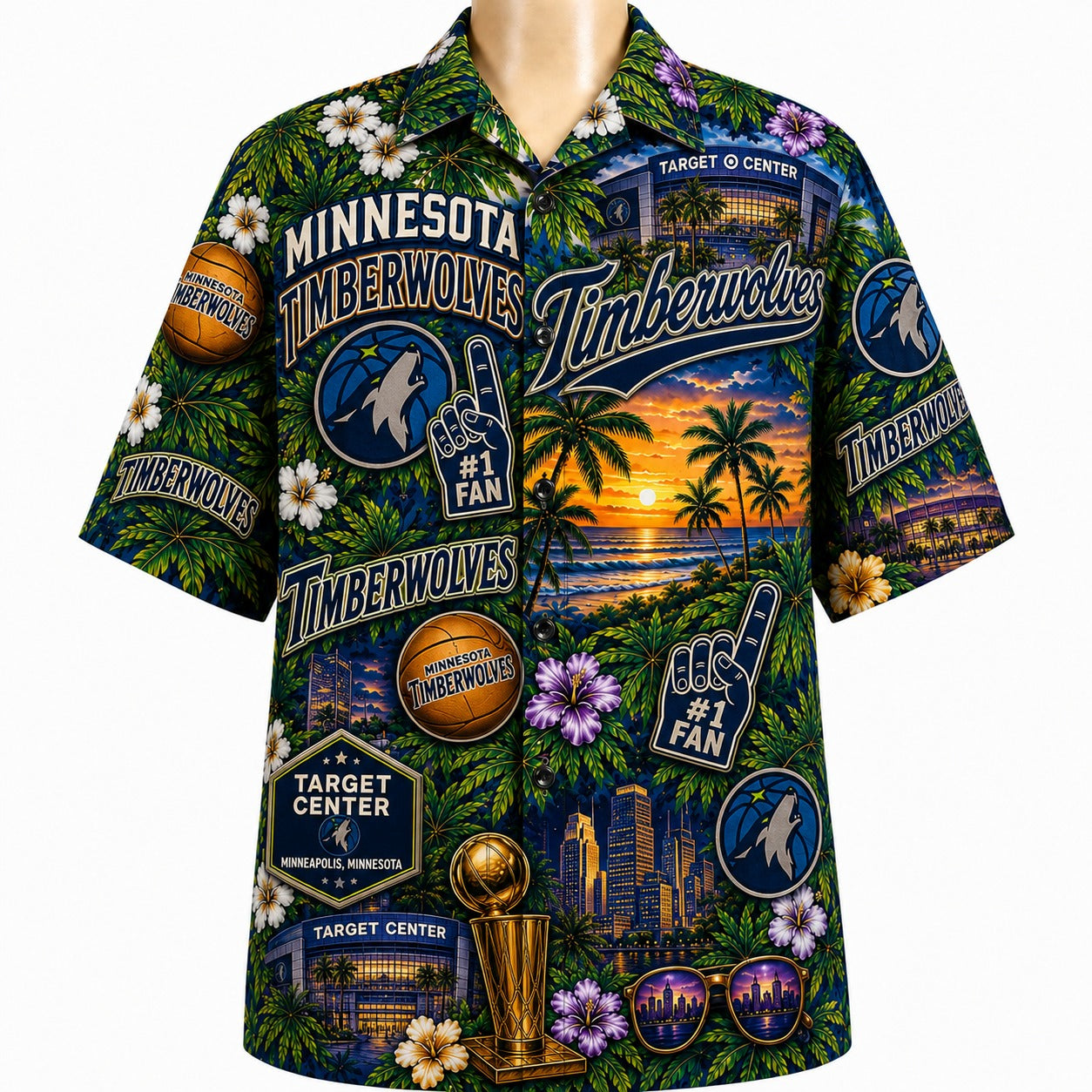 All Basketball Teams Tropical Sunset Paradise Pattern Vibe Summer Party Button-Up Unisex Hawaiian Shirt For Men and Women