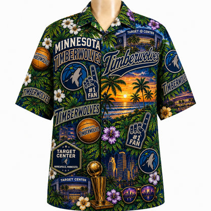 All Basketball Teams Tropical Sunset Paradise Pattern Vibe Summer Party Button-Up Unisex Hawaiian Shirt For Men and Women