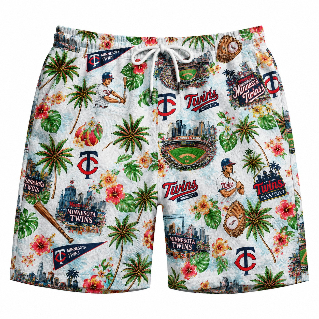 CC Baseball Teams Scenic Pattern Button-Up Unisex Hawaiian Shirt For Men and Women