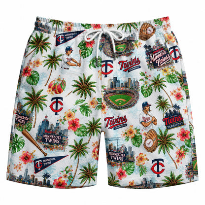 CC Baseball Teams Scenic Pattern Button-Up Unisex Hawaiian Shirt For Men and Women