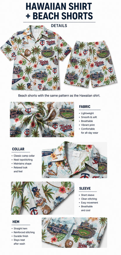 CC Baseball Teams Scenic Pattern Button-Up Unisex Hawaiian Shirt For Men and Women