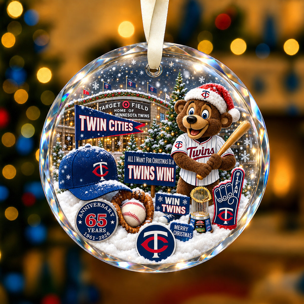 All Baseball Teams Christmas Snow Vibe Round Glass Ornament  With Red Gift Box | 5to9vibe