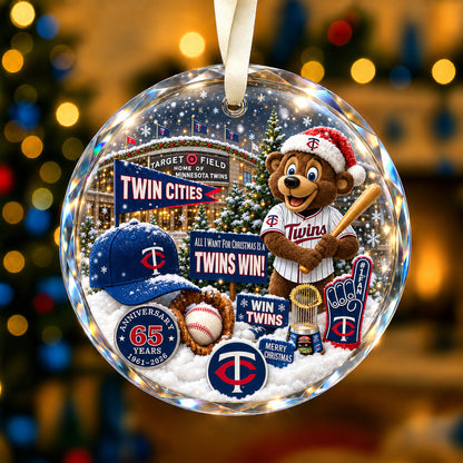 All Baseball Teams Christmas Snow Vibe Round Glass Ornament  With Red Gift Box | 5to9vibe