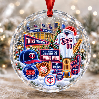 Adorno de vidrio de béisbol, 3 unidades con caja de regalo, equipo de béisbol de Navidad - Adorno de vidrio