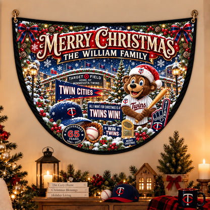 All Baseball Teams Personalized Christmas Night Bunting Flag - 5to9vibe