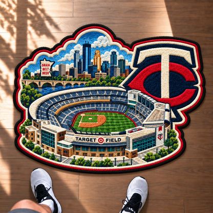 All Baseball Teams Logo Stadium Area Baseball Fan Custom Shape Rug Print Premium Welcome Mat Washable Black Border Personalized Baseball Custom Shape Rug