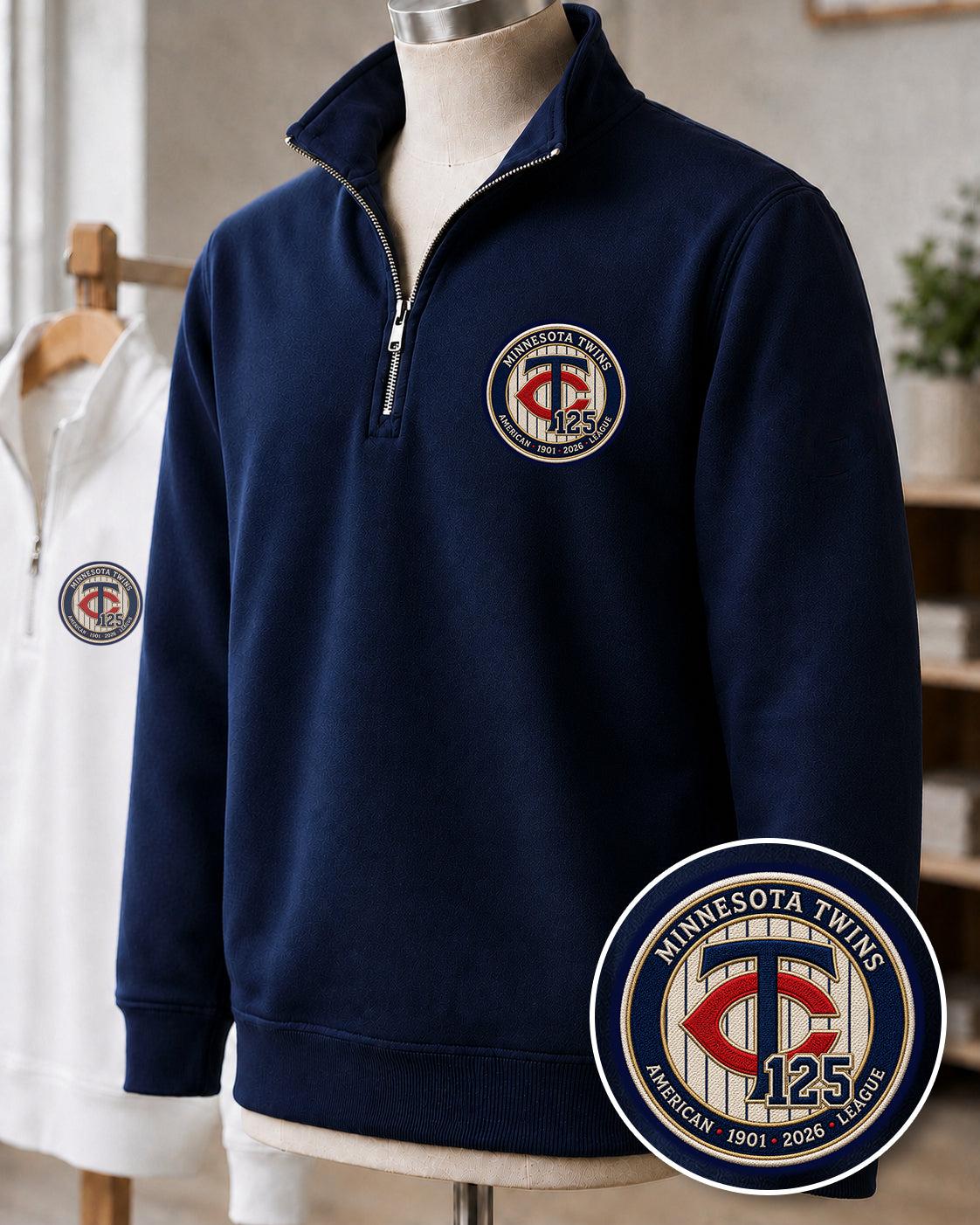 All Baseball Teams Embroidered Logo Anniversary  Premium Quarter Zip Sweatshirt, Inspired Quarter Zip Sweater, Unisex Baseball Sweatshirt