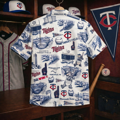 MT Baseball Stadium Slogan Legacy Edition Vintage Unisex Button-Up Hawaiian Shirt