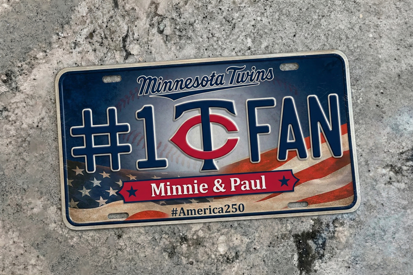 Baseball Car Plate Team Logo Fan America 250 Premium Car Plate