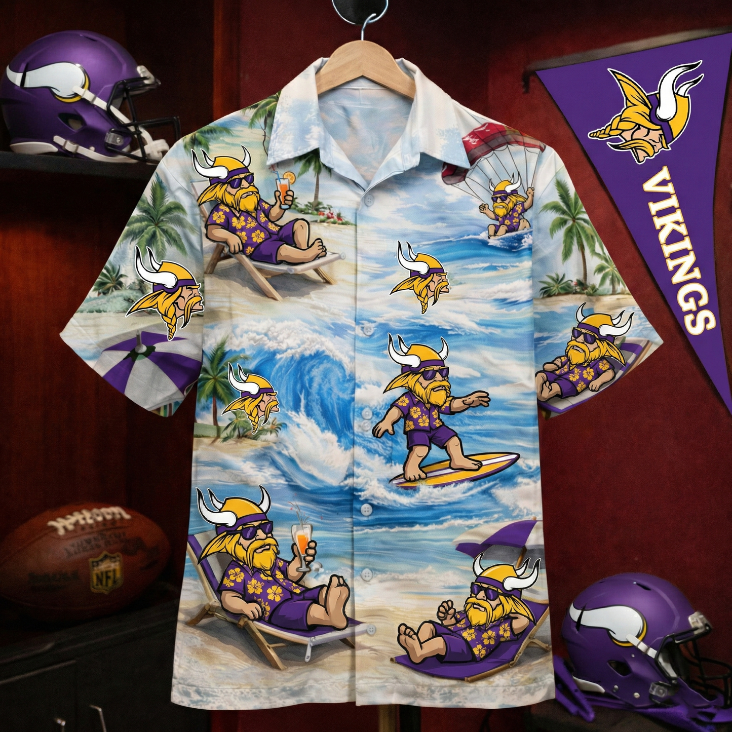 Camisa Hawaiana Unisex MV Football Mascot Beach Viber para Hombre y Mujer