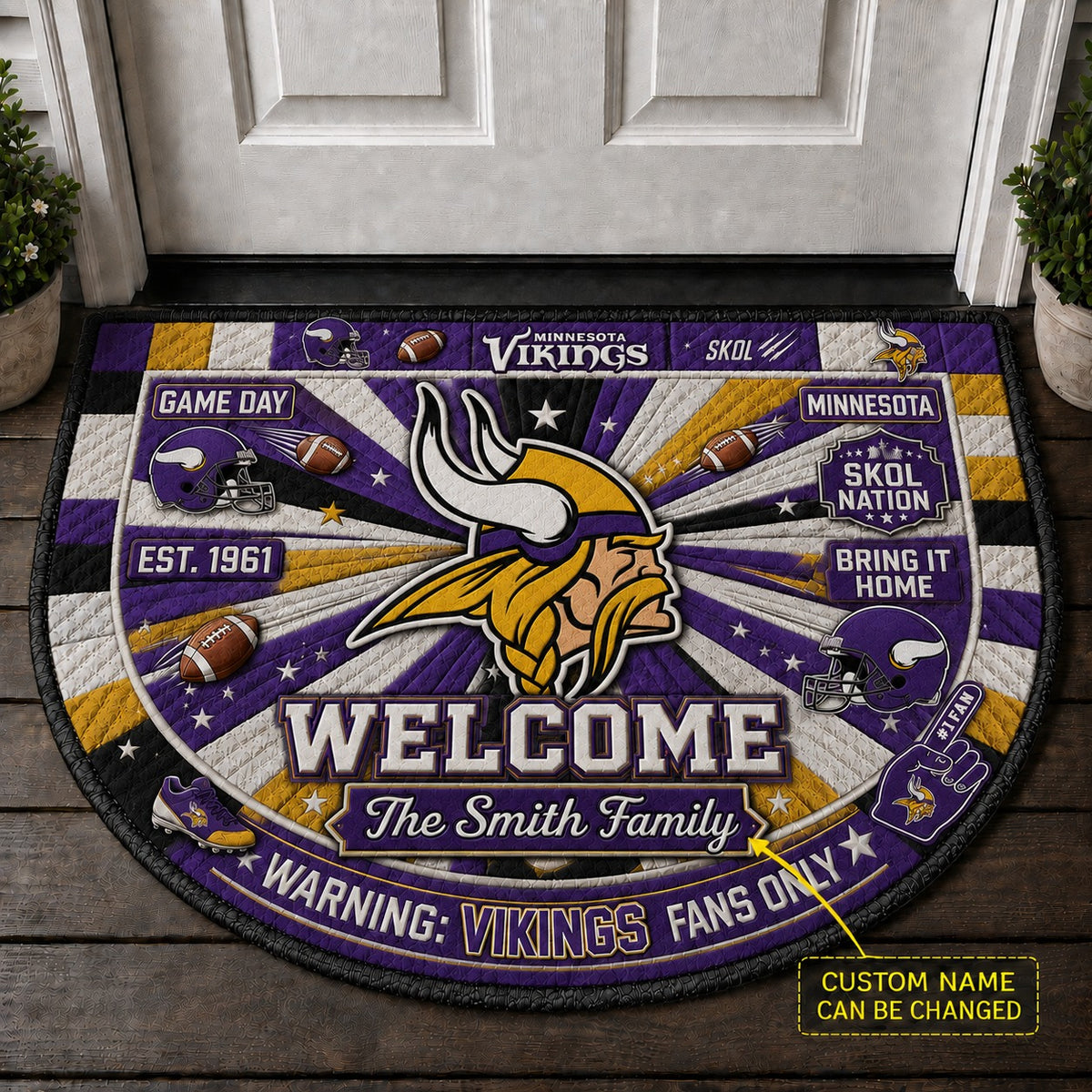 Official-Inspired Football Fan Custom Premium Welcome Mat – Personalized Doormat