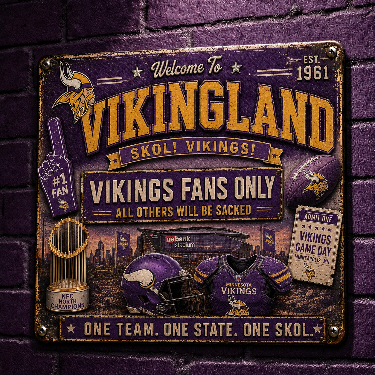 All Football Fans Teams Rustic Only Vintage Metal Sign - 5to9vibe