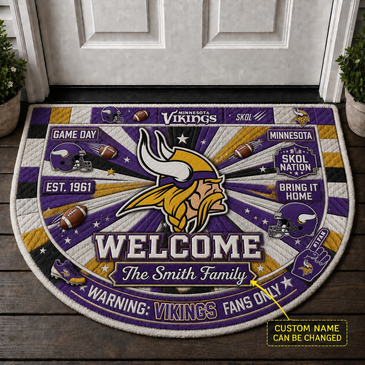 Official-Inspired Football Fan Custom Premium Welcome Mat – Personalized Doormat