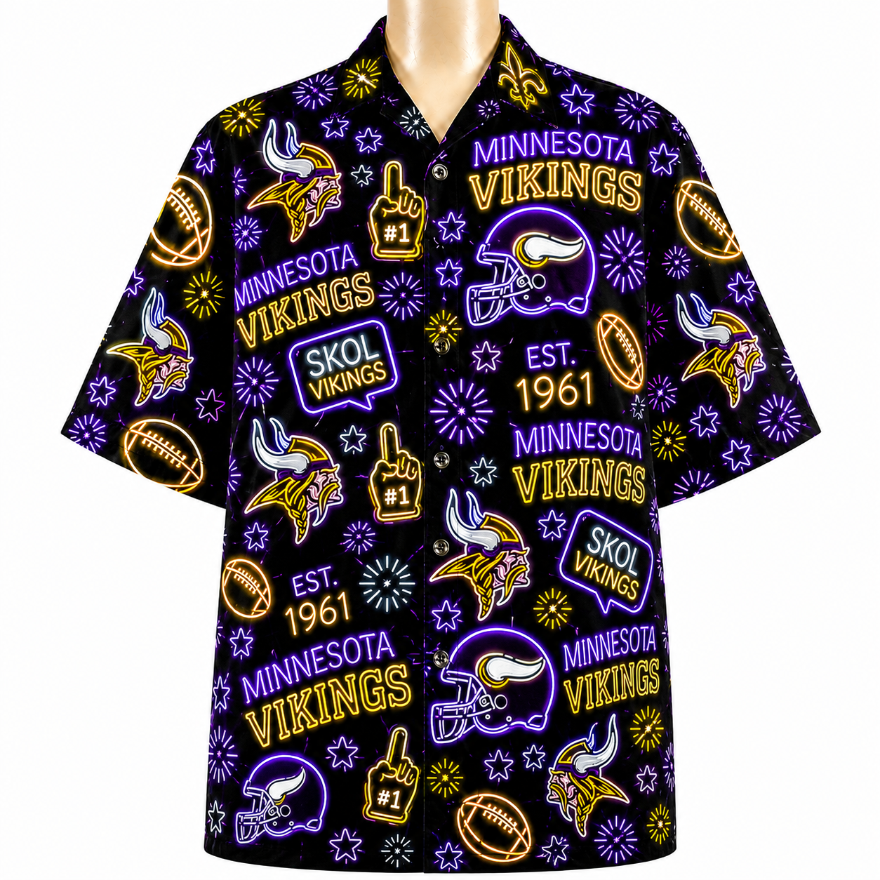 All Football Teams Neon Vibe Summer Button-Up Unisex Hawaiian Shirt For Men and Women