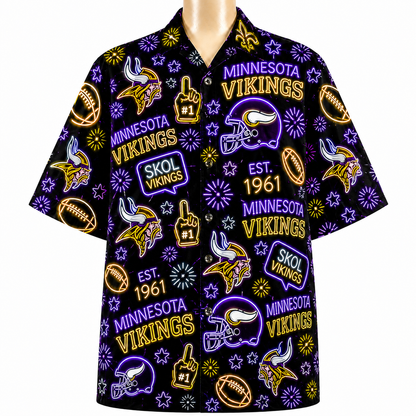 All Football Teams Neon Vibe Summer Button-Up Unisex Hawaiian Shirt For Men and Women