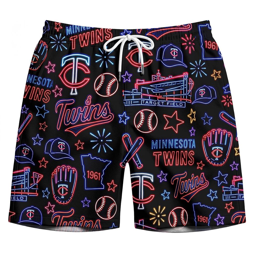 All Baseball Teams Neon Pattern Vibe Summer Party Button-Up Unisex Hawaiian Shirt For Men and Women