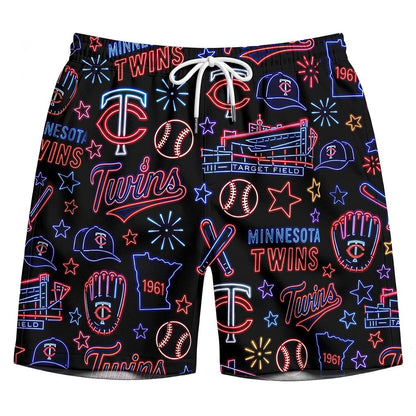 All Baseball Teams Neon Pattern Vibe Summer Party Button-Up Unisex Hawaiian Shirt For Men and Women