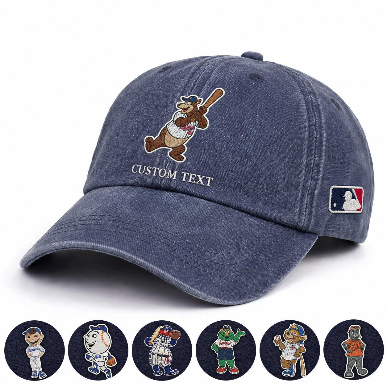 Mascots Baseball Cap All Teams Embroidered Logo Premium Wash Cap