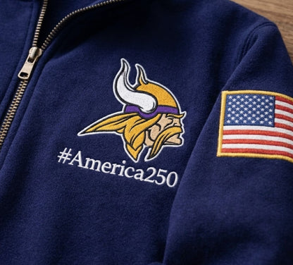 Football Logo America 250 Anniversary Embroidered Logo Premium Quarter Zip Sweatshirt, Inspired Quarter Zip Sweater
