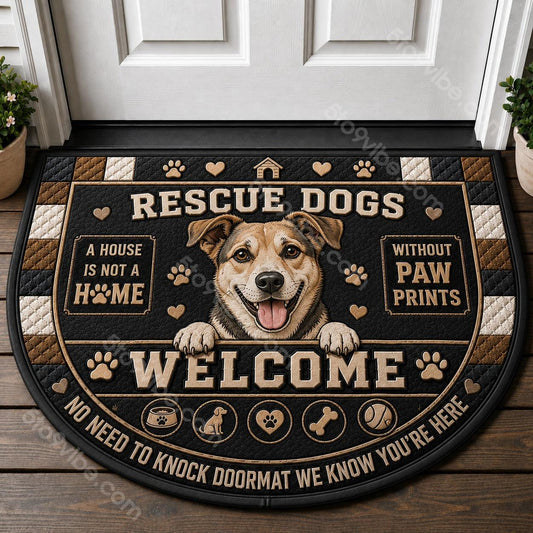 Mixed Breed Rescue Welcome Mat – "A House Is Not A Home Without Paw Prints" Pet Doormat - 5to9vibe