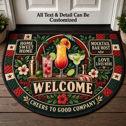 Mocktail Bar Host Personalized Half Round Mat | 5To9Vibe