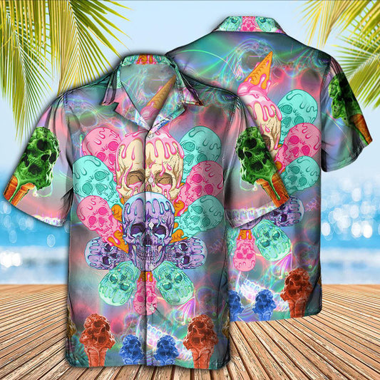 Skull Ice Cream Cooling - Hawaiian Shirt 