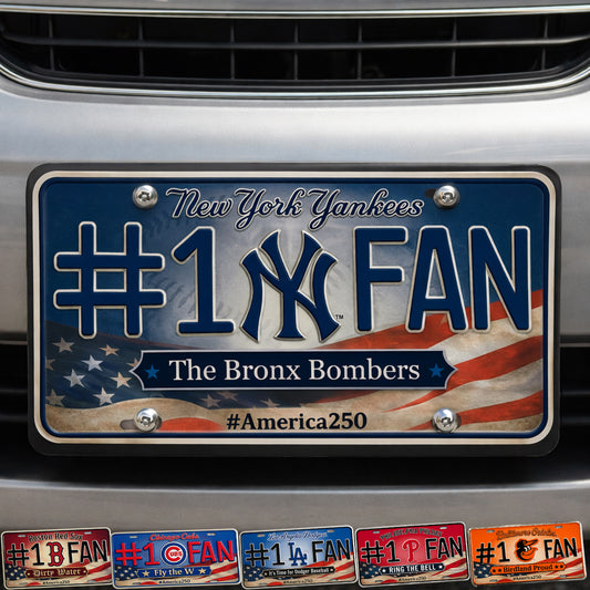 Baseball Car Plate Team Logo Fan America 250 Premium Car Plate