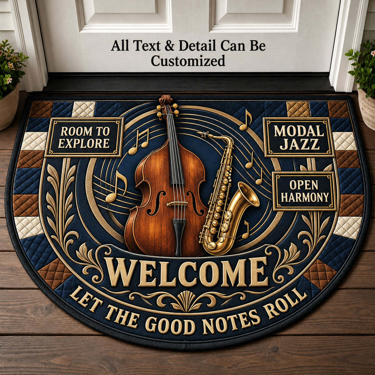 Modal Jazz Personalized Half Round Mat | 5To9Vibe