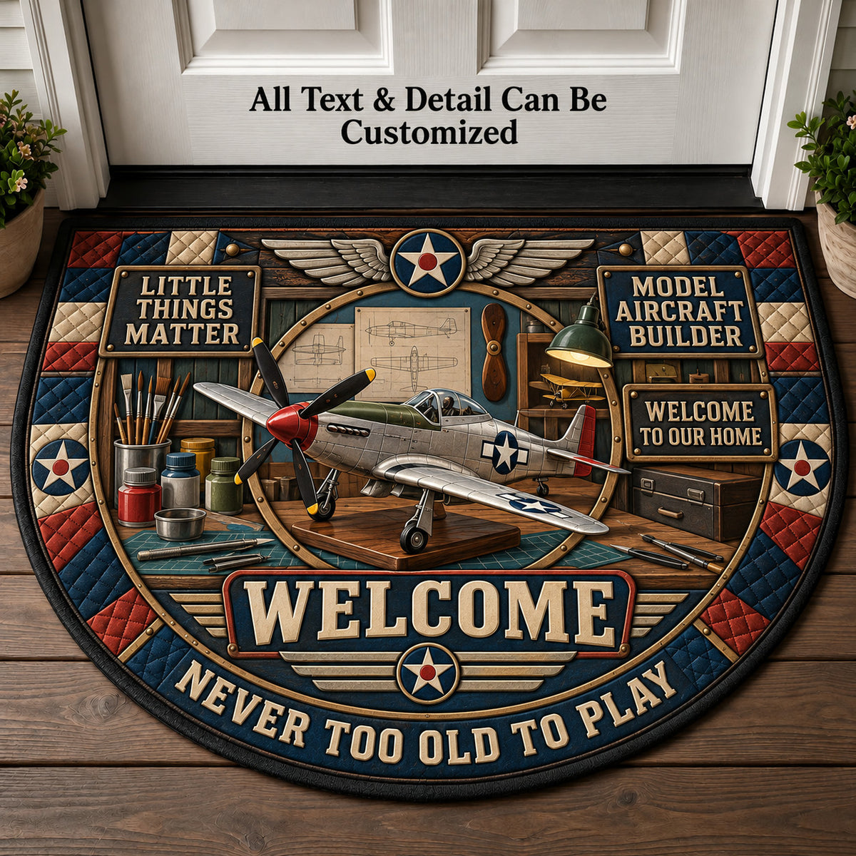 Model Aircraft Builder Personalized Half Round Mat | 5To9Vibe