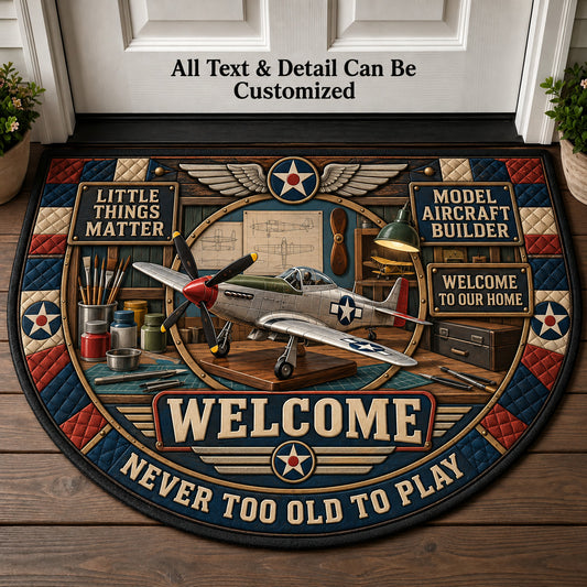 Model Aircraft Builder Personalized Half Round Mat | 5To9Vibe