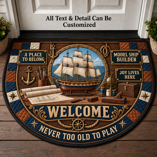 Model Ship Builder Personalized Half Round Mat | 5To9Vibe