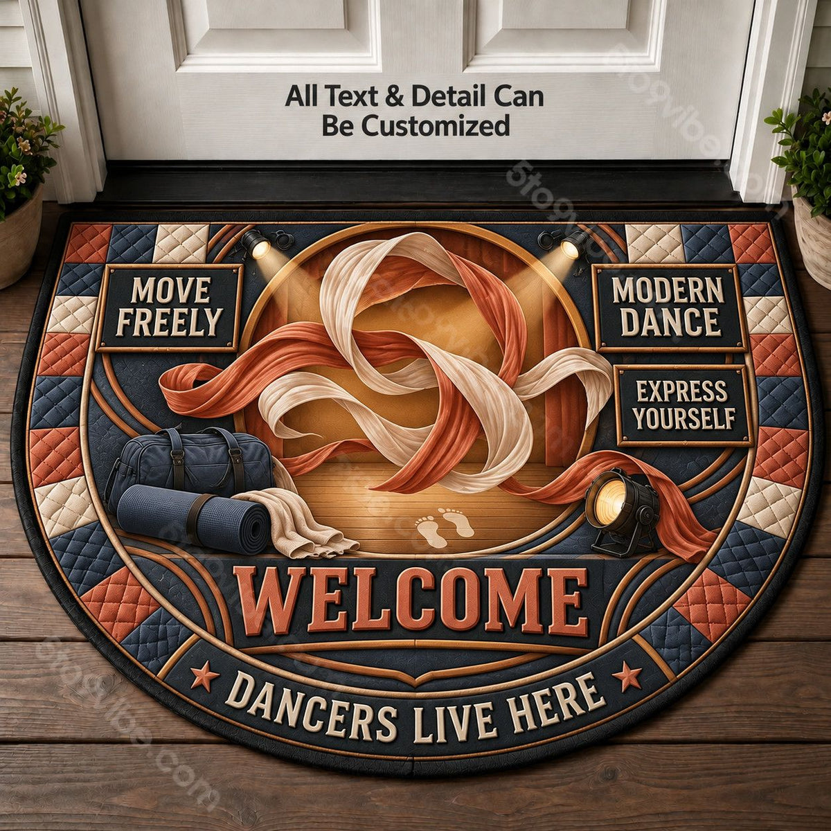 Modern Dance Personalized Half Round Mat | 5To9Vibe