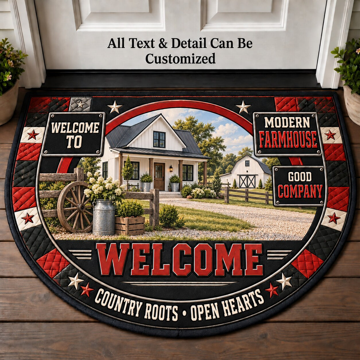 Modern Farmhouse Personalized Half Round Mat | 5To9Vibe