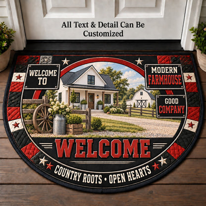Modern Farmhouse Personalized Half Round Mat | 5To9Vibe