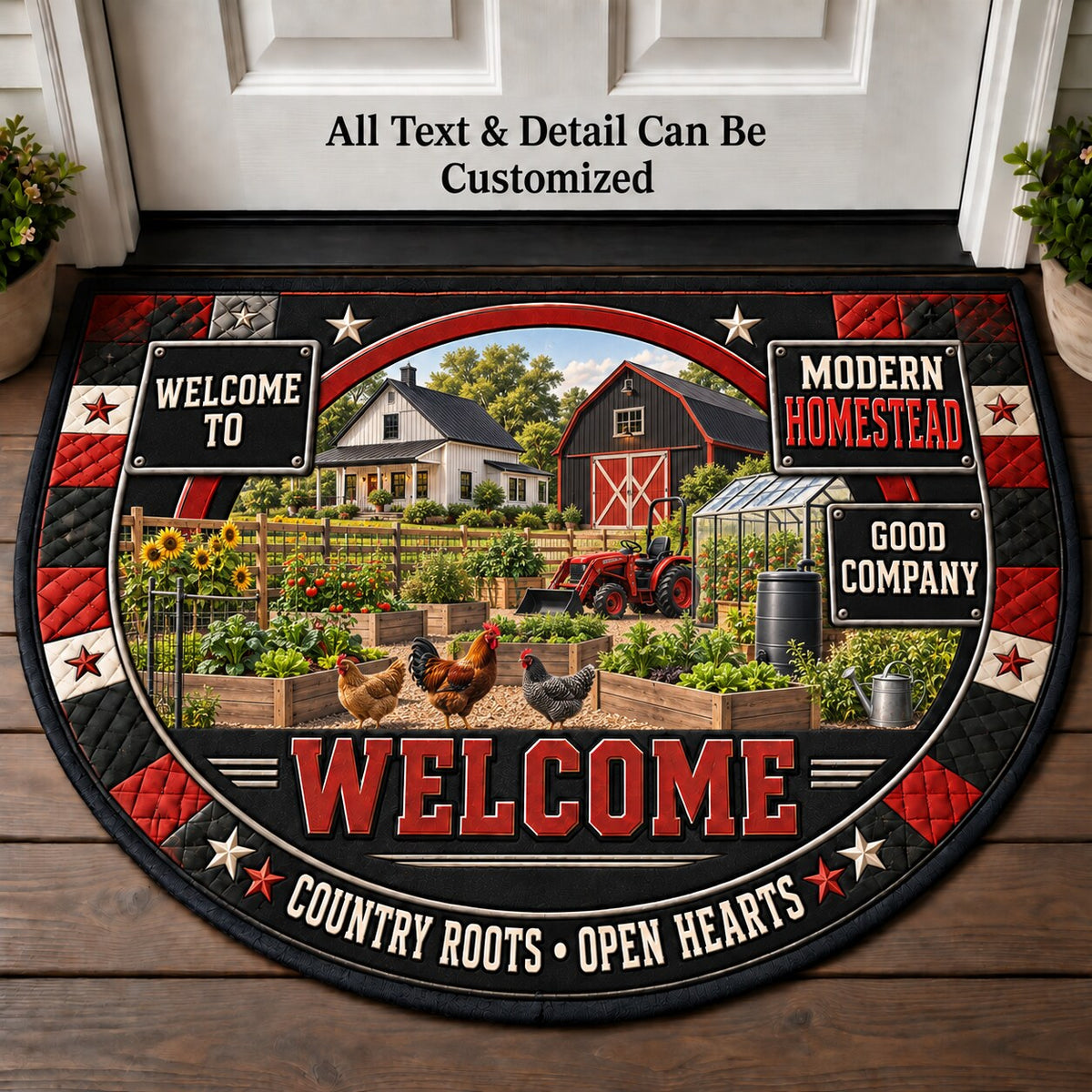 Modern Homestead Personalized Half Round Mat | 5To9Vibe