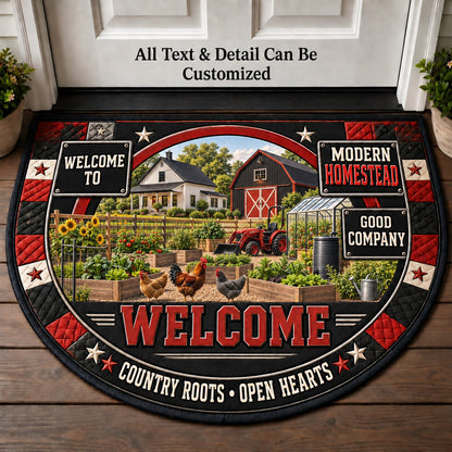 Modern Homestead Personalized Half Round Mat | 5To9Vibe